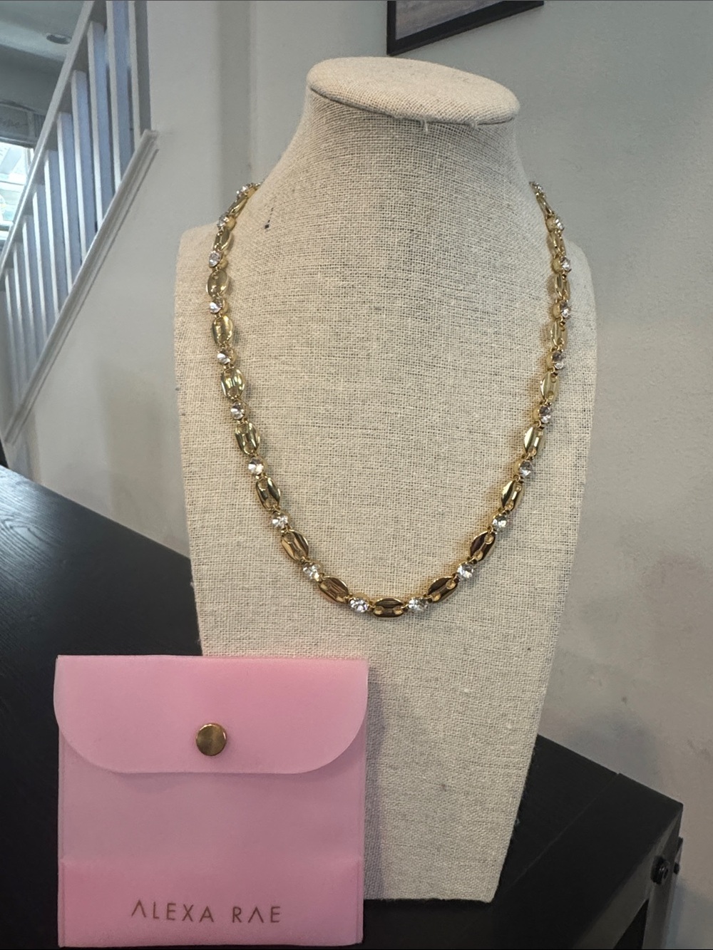 BAR Gold Coffee Bean Chain with Crystals